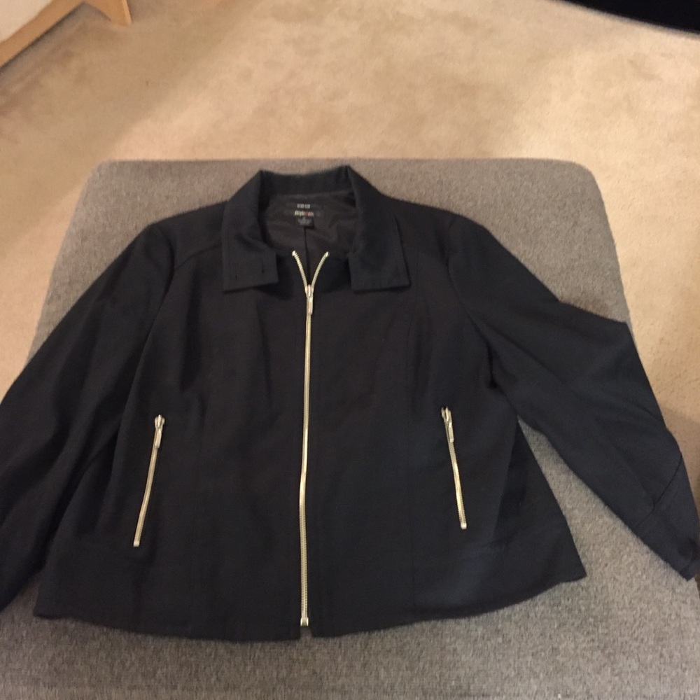 Black Stretch Cotton Moto Jacket